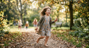 A candid, high-resolution editorial portrait of a joyful child captured in natural light during auth