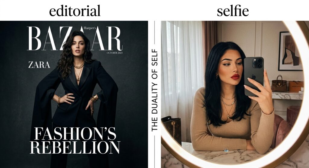 porównanie jakości sesji okładkowych z autoportretami Kylie Jenner